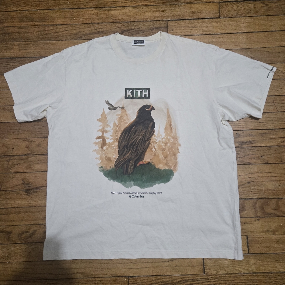 Kith X Columbia XL 2024 Eagle Illustration Vintage Short Sleeve T shirt